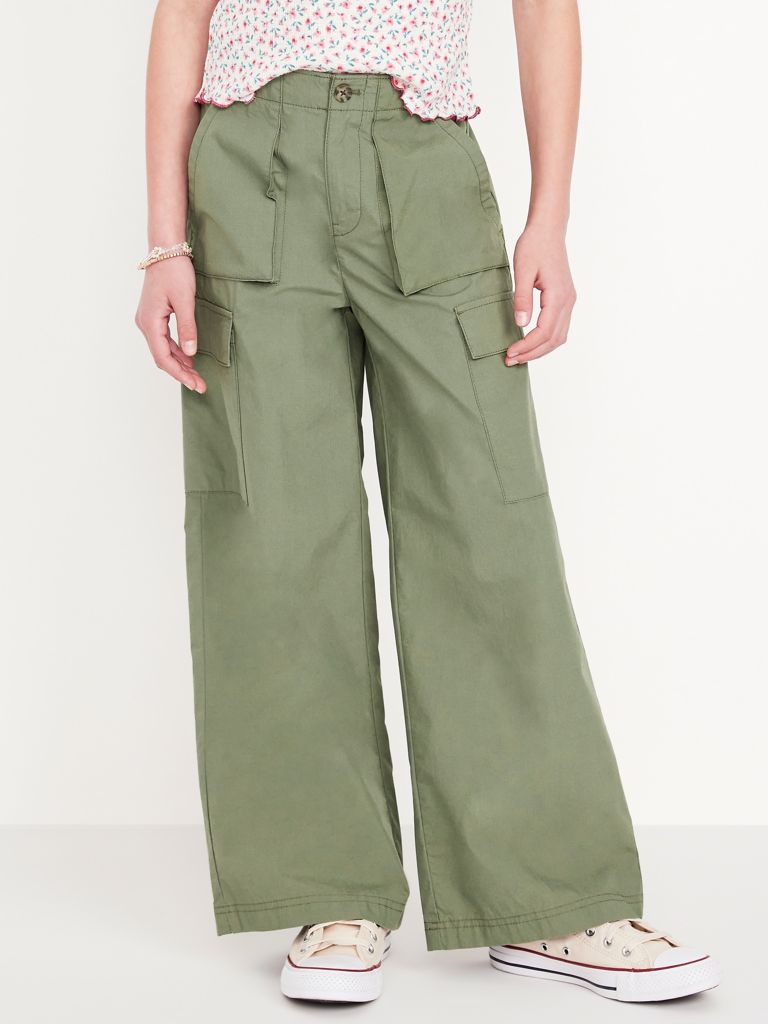 Loose Poplin Cargo Pants for Girls