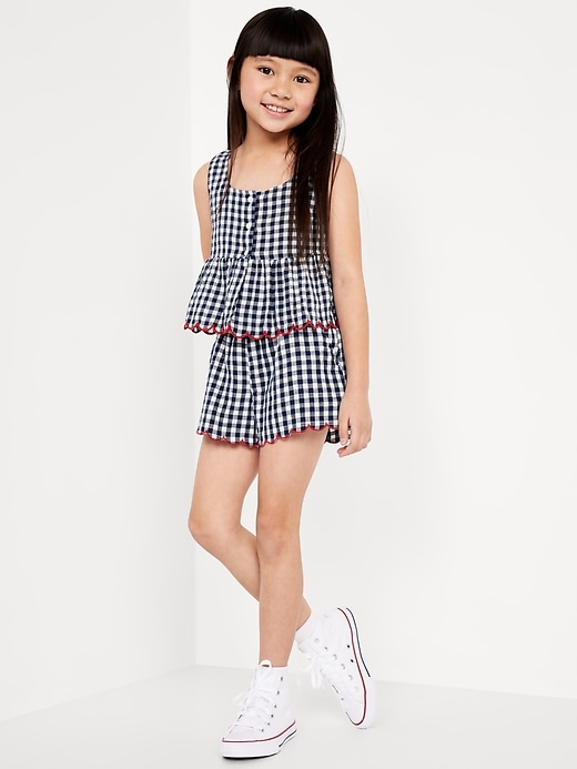 Image number 3 showing, Printed Double-Weave Scallop-Trim Shorts for Girls