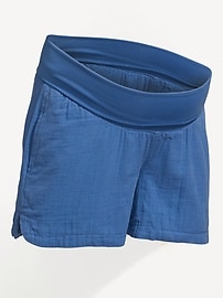 Image number 2 showing, Maternity Foldover-Waist Pull-On Shorts -- 4-inch inseam