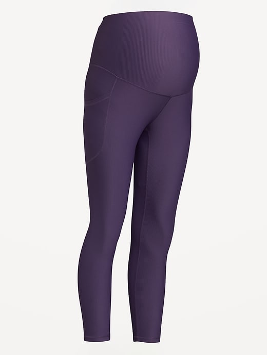 Image number 4 showing, Maternity Full Panel PowerSoft 7/8 Rib Leggings