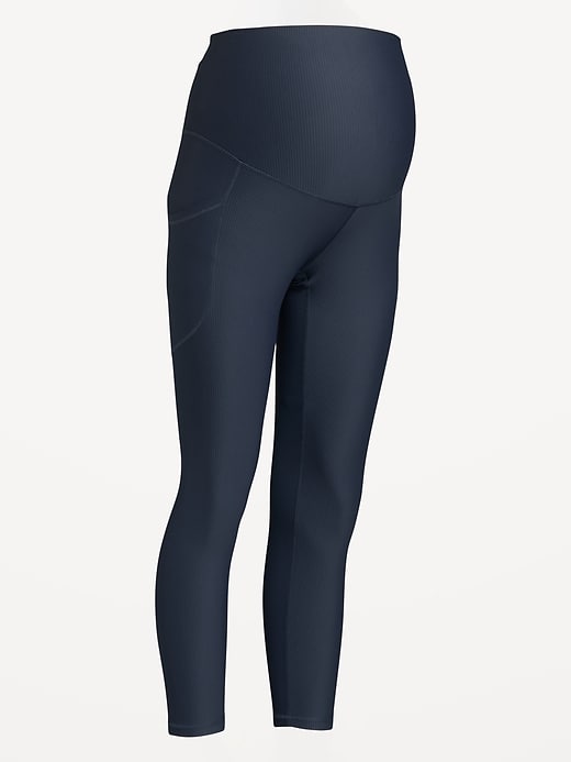 Image number 2 showing, Maternity Full Panel PowerSoft 7/8 Rib Leggings