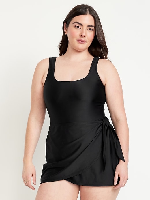 Image number 5 showing, Matte Side-Tie Swim Dress