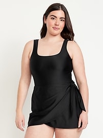 Matte Side-Tie Swim Dress