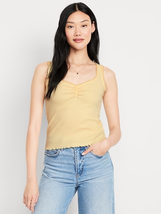 Image number 1 showing, Ribbed Cinched-Front Tank Top