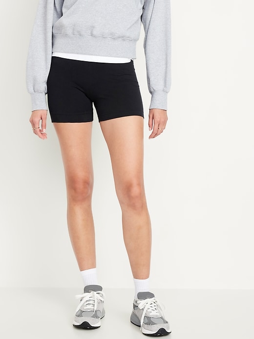 Image number 1 showing, High-Waisted Biker Shorts -- 4-inch inseam