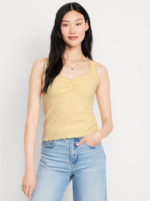 Ribbed Cinched-Front Tank Top