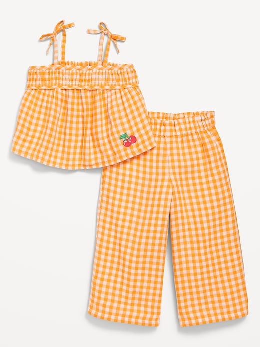 View large product image 2 of 3. Sleeveless Printed Top and Wide-Leg Pants Set for Toddler Girls