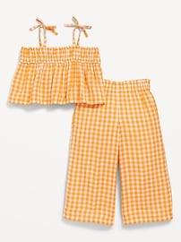 View large product image 3 of 3. Sleeveless Printed Top and Wide-Leg Pants Set for Toddler Girls