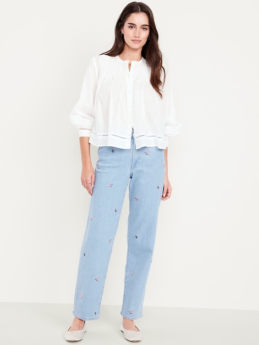 Image number 1 showing, High-Waisted OG Loose Embroidered Jeans