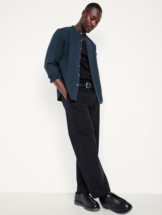 Image number 3 showing, Banded-Collar Linen-Blend Shirt