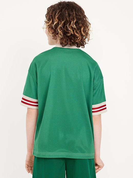 View large product image 2 of 6. Oversized Color-Block Mesh Graphic T-Shirt for Boys