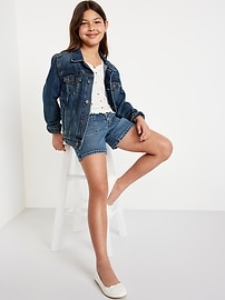 View large product image 3 of 5. High-Waisted Mariner Midi Jean Shorts for Girls