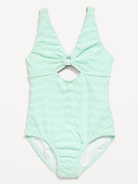 Maillot de bain une pièce texturé à découpes pour fille