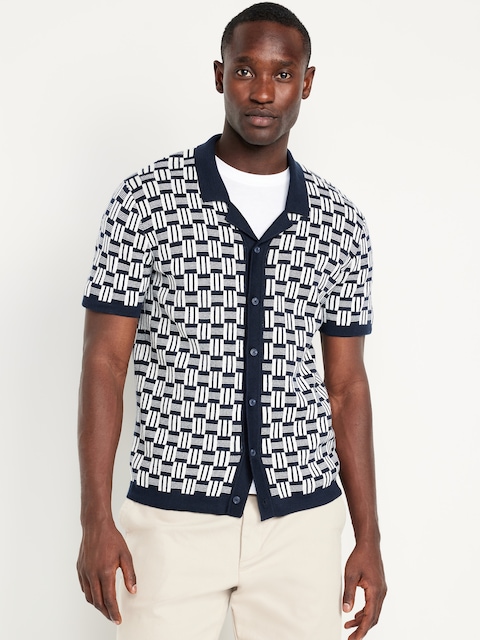 Short-Sleeve Camp Sweater