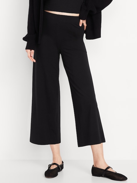 Legging à jambe large à taille haute, longueur 3/4
