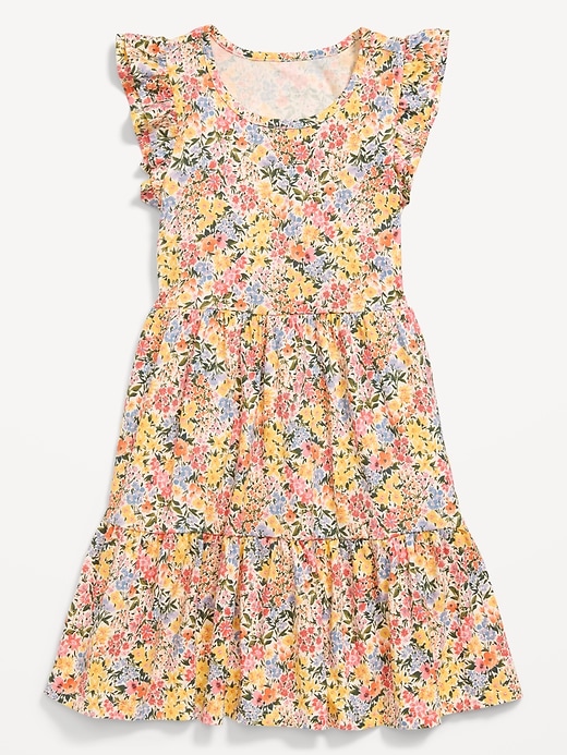 View large product image 2 of 4. Printed Flutter-Sleeve Tiered Swing Dress for Girls