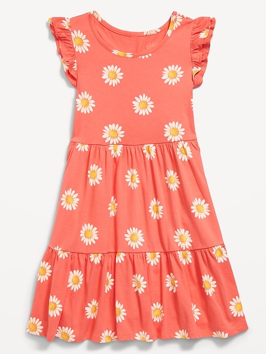 View large product image 2 of 4. Printed Flutter-Sleeve Tiered Swing Dress for Girls