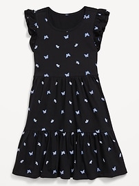 View large product image 3 of 5. Printed Flutter-Sleeve Tiered Swing Dress for Girls