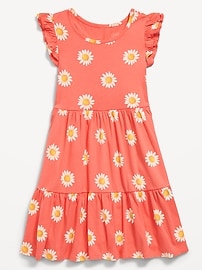 View large product image 3 of 5. Printed Flutter-Sleeve Tiered Swing Dress for Girls