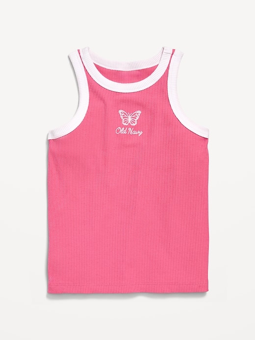 View large product image 1 of 3. Fitted Ribbed Logo-Graphic Tank Top for Girls