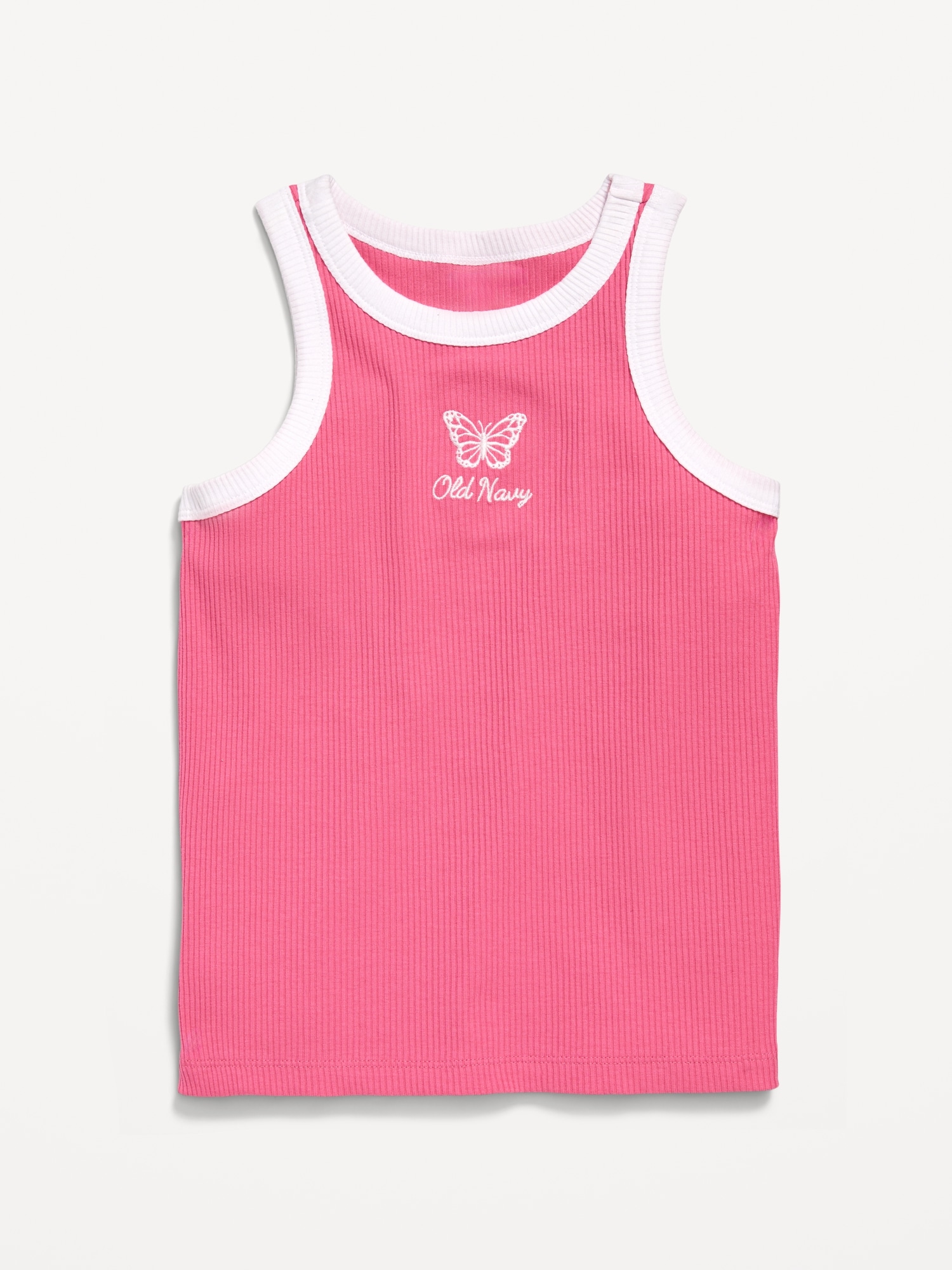 Fitted Ribbed Logo-Graphic Tank Top for Girls