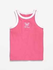 Image number 1 showing, Fitted Ribbed Logo-Graphic Tank Top for Girls