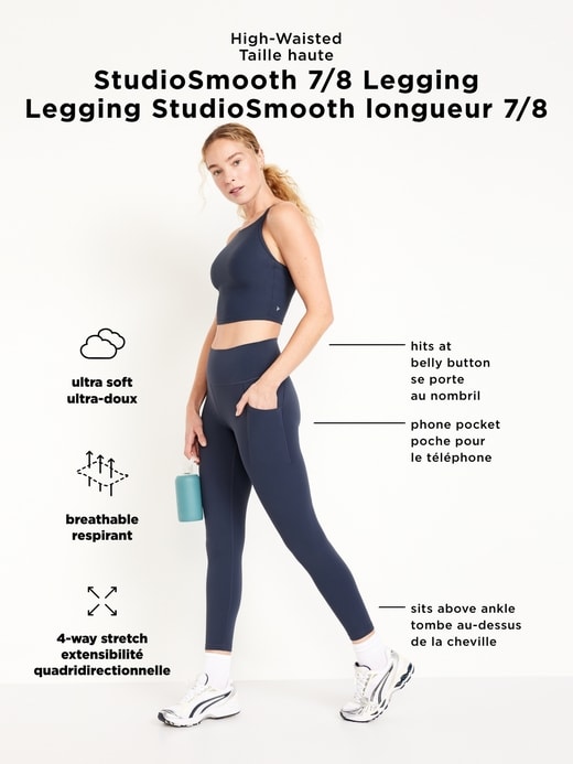 Image number 8 showing, High-Waisted StudioSmooth 7/8 Pocket Leggings