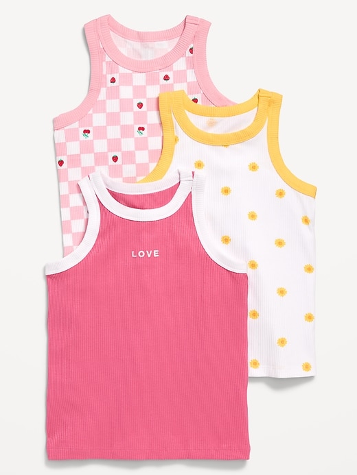 View large product image 1 of 1. Printed Fitted Tank Top 3-Pack for Girls