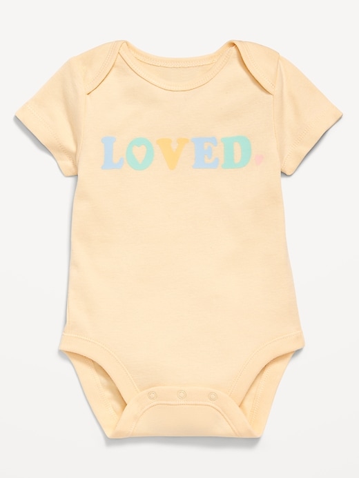 View large product image 1 of 2. Unisex Short-Sleeve Graphic Bodysuit for Baby