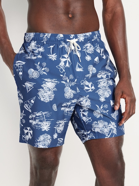 Printed Swim Trunks -- 7-inch inseam