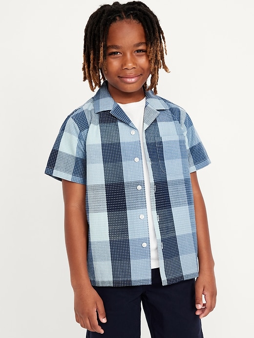 View large product image 1 of 3. Short-Sleeve Textured-Dobby Pocket Shirt for Boys