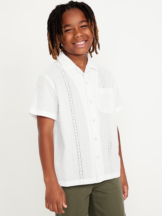 View large product image 1 of 3. Short-Sleeve Textured Pocket Shirt for Boys