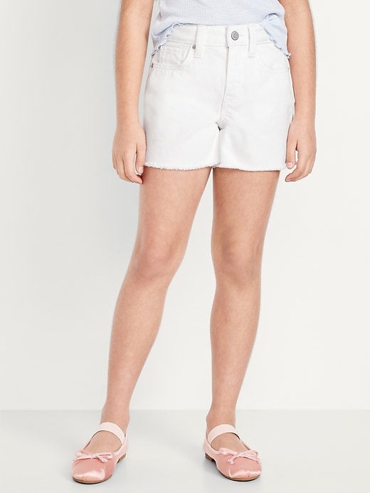 View large product image 1 of 5. High-Waisted Frayed-Hem Jean Shorts for Girls