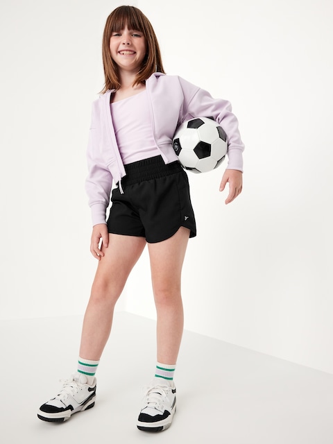 Short de course à ourlet arrondi fendu à taille haute pour fille - Noir