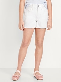 L'image numéro 1 présente Short en denim à taille haute et à ourlet effiloché pour fille