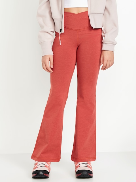 High-Waisted PowerChill Crossover Flared Leggings for Girls