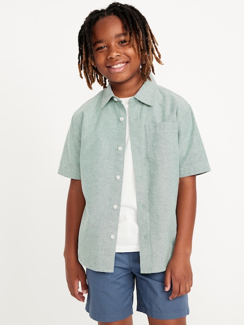 Short-Sleeve Oxford Shirt for Boys - Green