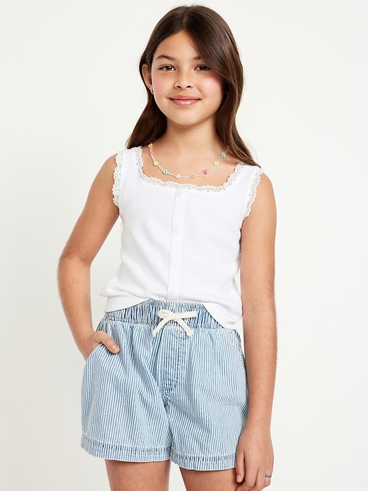 View large product image 1 of 3. Fitted Button-Front Ribbed Tank Top for Girls