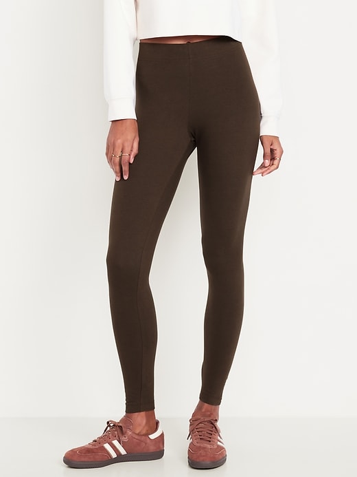 View large product image 1 of 8. High-Waisted Jersey Ankle Leggings