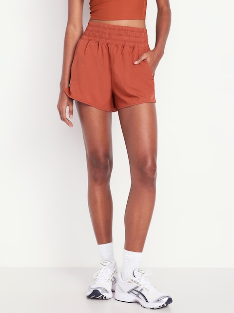 Extra High-Waisted Crinkle Run Shorts -- 3-inch inseam