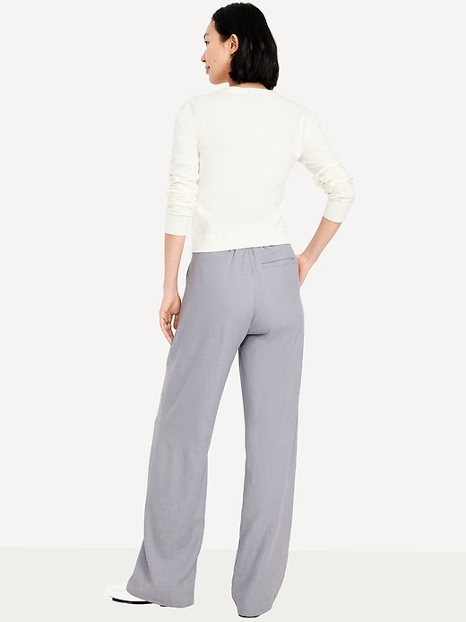 Image number 3 showing, Extra High-Waisted Linen-Blend Wide-Leg Trouser Pants