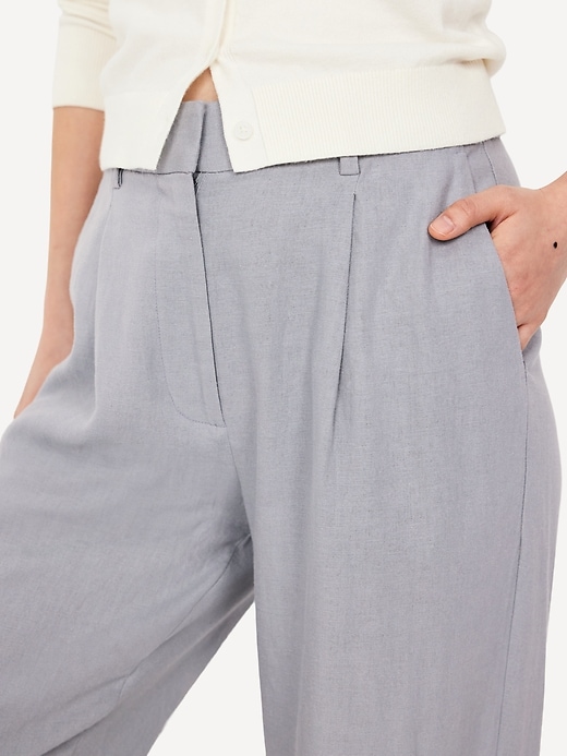 Image number 8 showing, Extra High-Waisted Linen-Blend Wide-Leg Trouser Pants