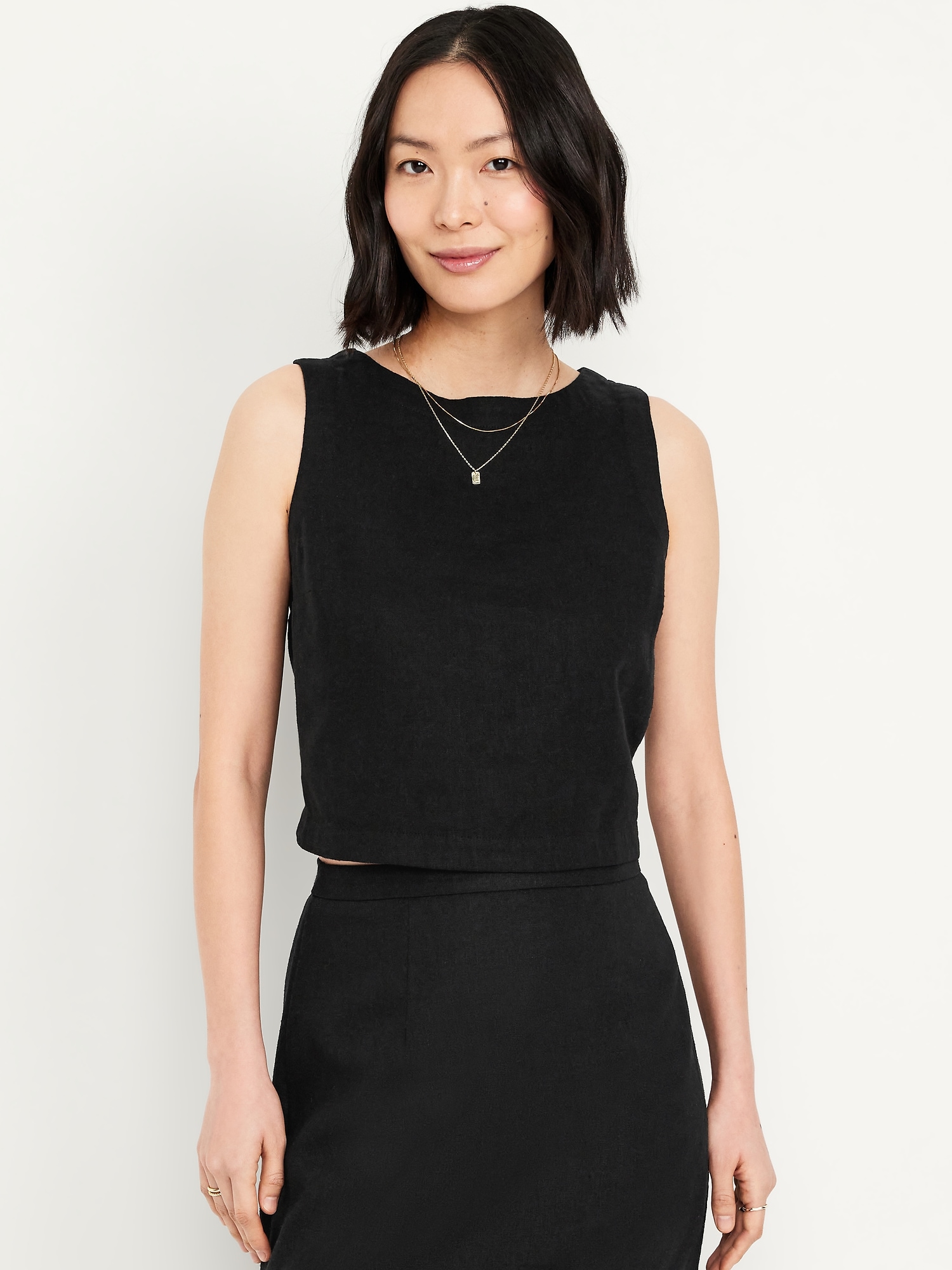 High-Neck Button-Back Top