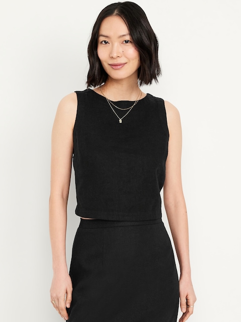 High-Neck Button-Back Top