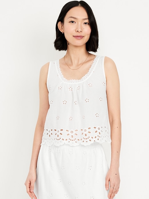 Image number 1 showing, Sleeveless Eyelet Top