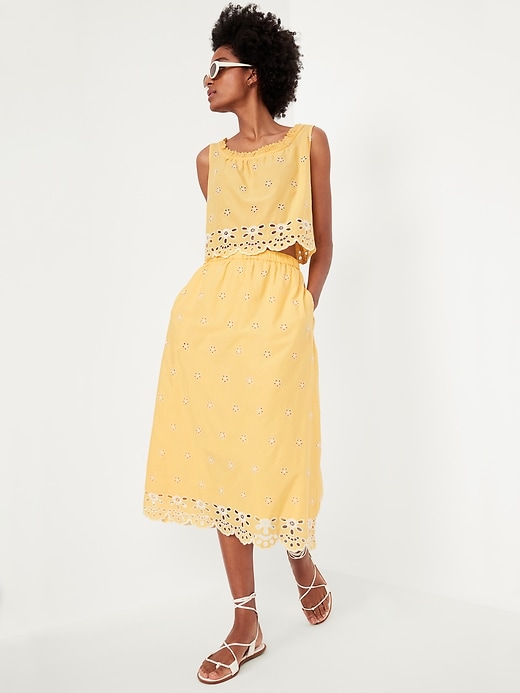 Image number 3 showing, A-Line Eyelet Midi Skirt