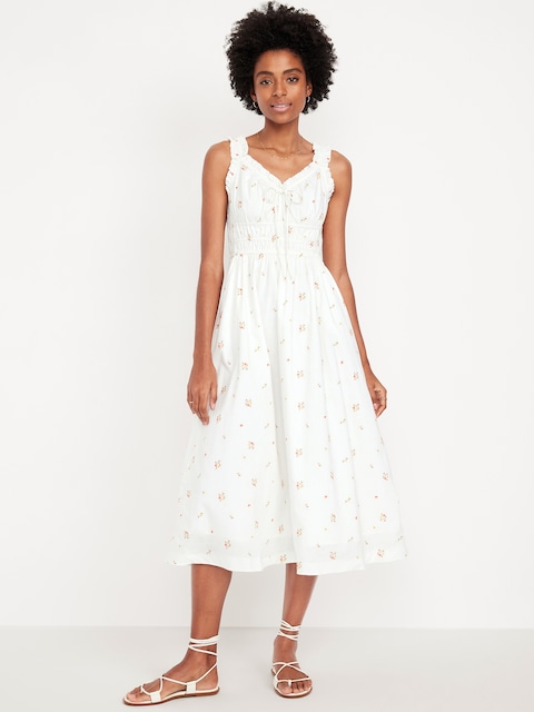 Robe mi-longue ajustée et évasée sans manches