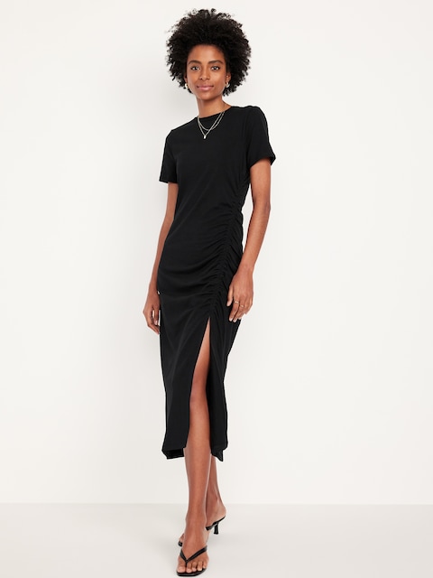 Ruched Midi T-Shirt Dress
