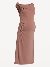 Image number 2 showing, The Occasion by Old Navy Maternity Asymmetrical Shoulder Maxi Dress
