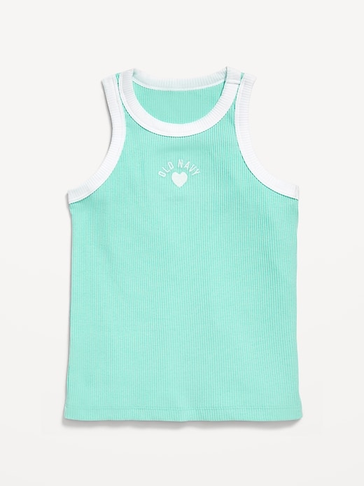 View large product image 1 of 3. Fitted Ribbed Logo-Graphic Tank Top for Girls